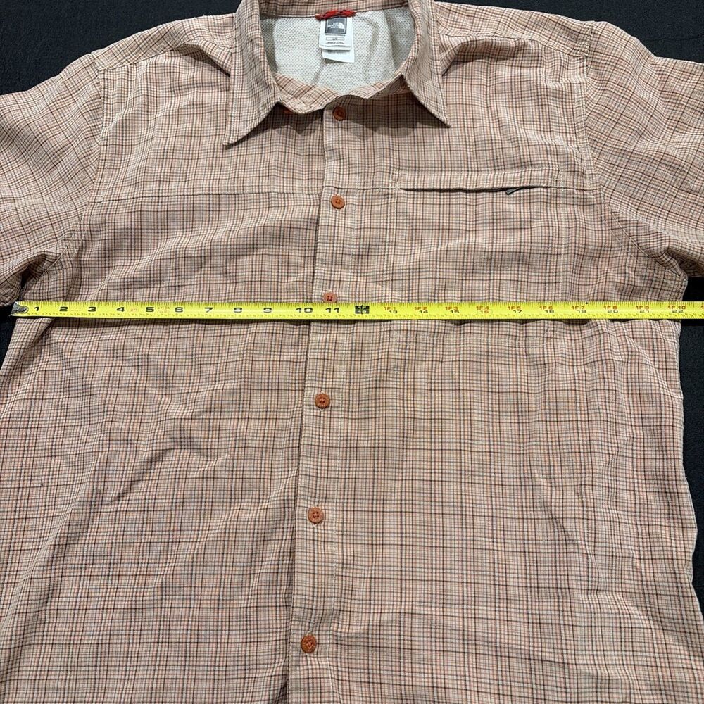 The North Face Shirt Mens XL Orange Check Short Sleeve Button Up Outdoors Hiking